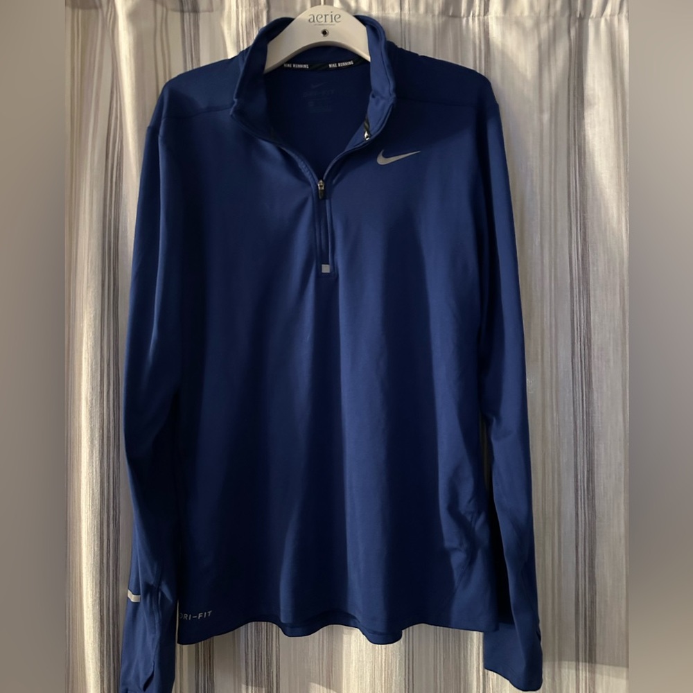 Nike long sleeve pull over jacket size medium blue
